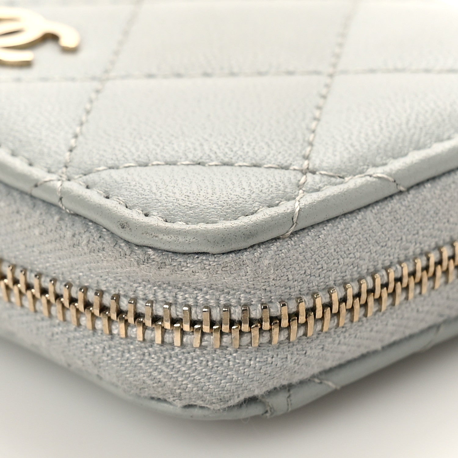 Chanel Lambskin Quilted Zip Around Coin Purse Wallet Grey 11 of 13