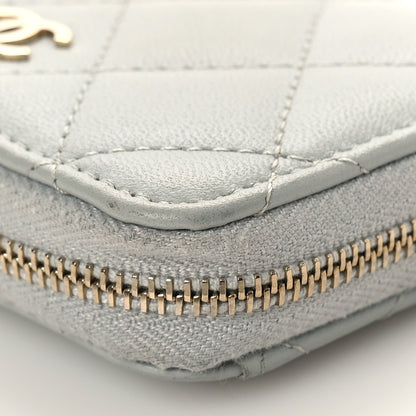 Chanel Lambskin Quilted Zip Around Coin Purse Wallet Grey 11 of 13