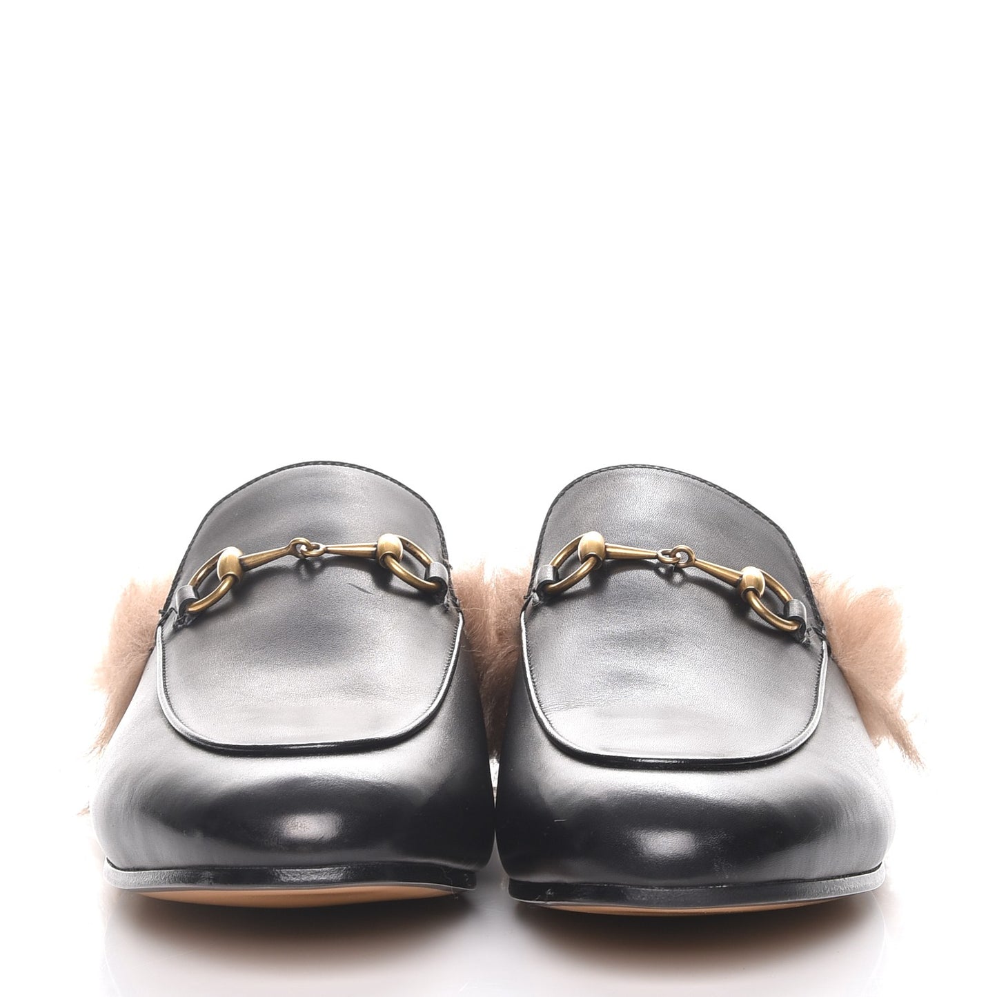 Calfskin Fur Princetown Slippers 41 Black