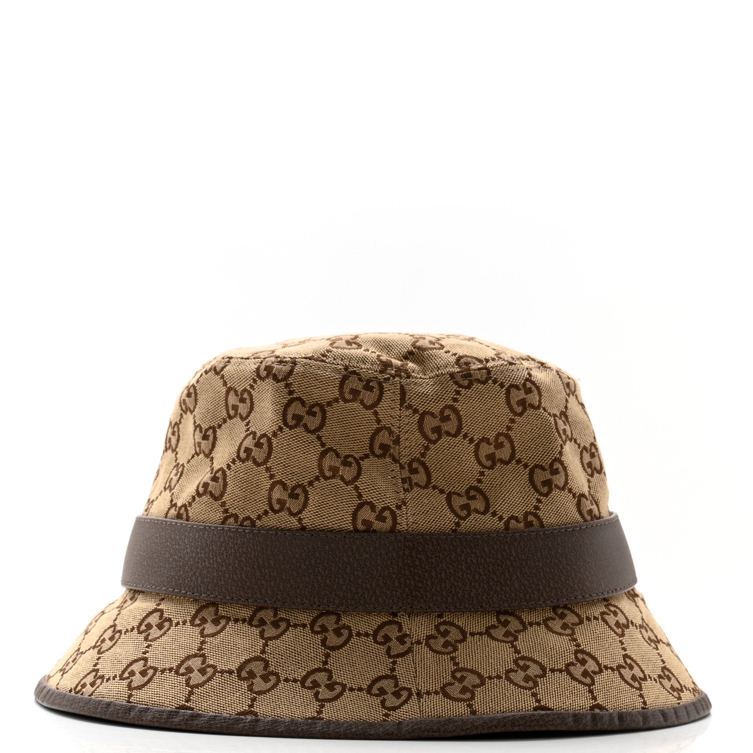 Gucci Monogram Textured Dollar Calfskin GG Jago Bucket Hat M Cacao Beige 4 of 11