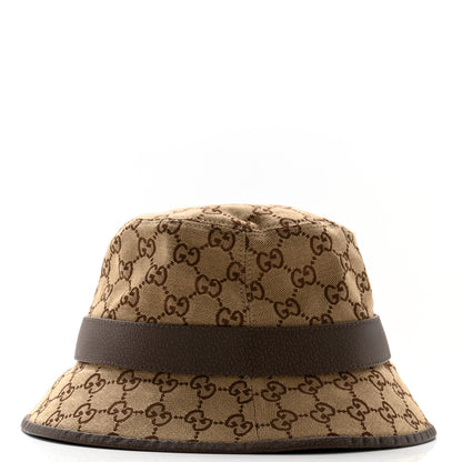 Gucci Monogram Textured Dollar Calfskin GG Jago Bucket Hat M Cacao Beige 4 of 11