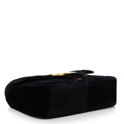 Gucci Velvet Matelasse Mini GG Marmont Shoulder Bag Black 4 of 10