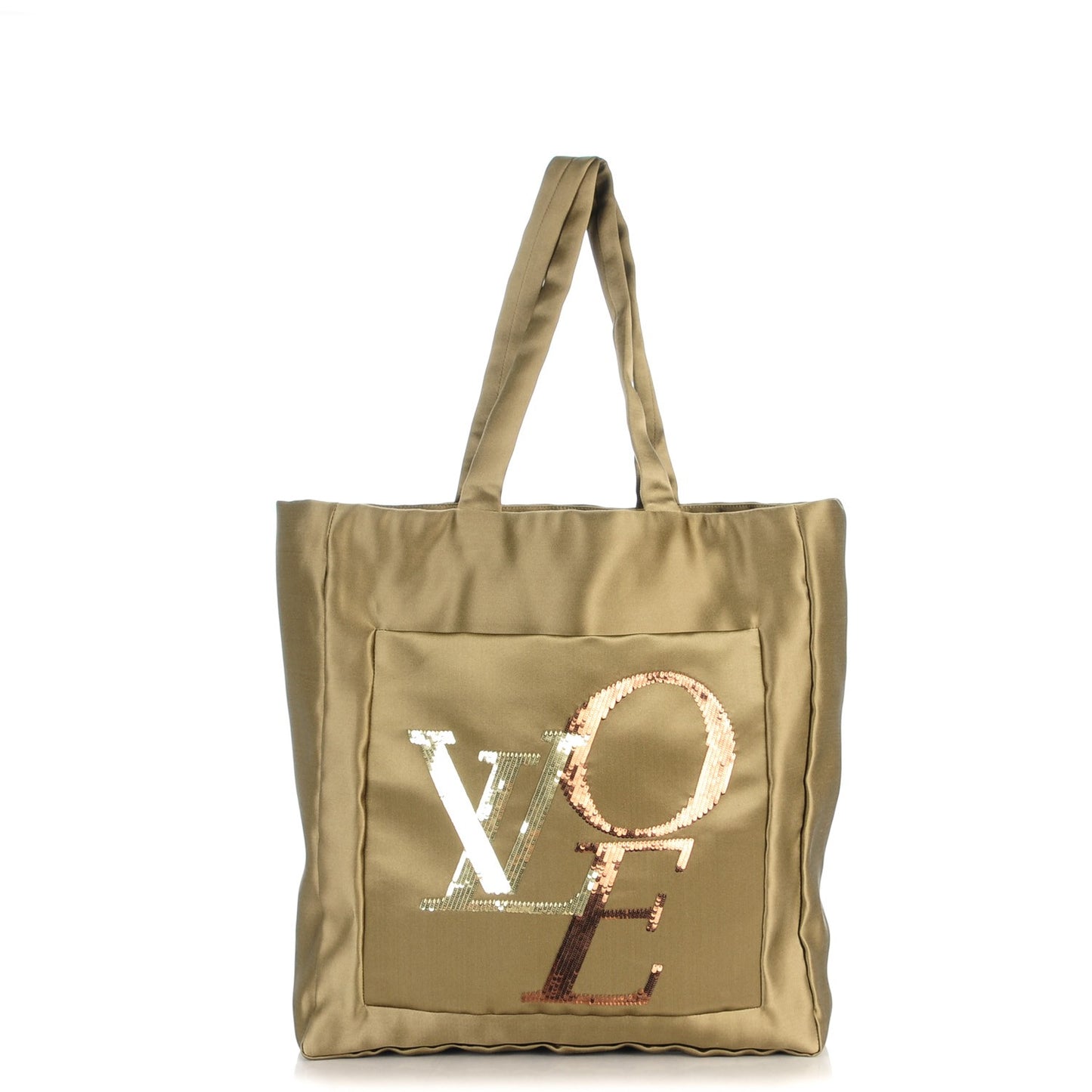 Satin Sequin Thats Love LVOE Tote Kaki