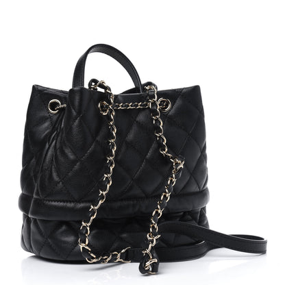 Chanel Caviar Quilted Rolled Up Bucket Drawstring Bag Black 2 of 4