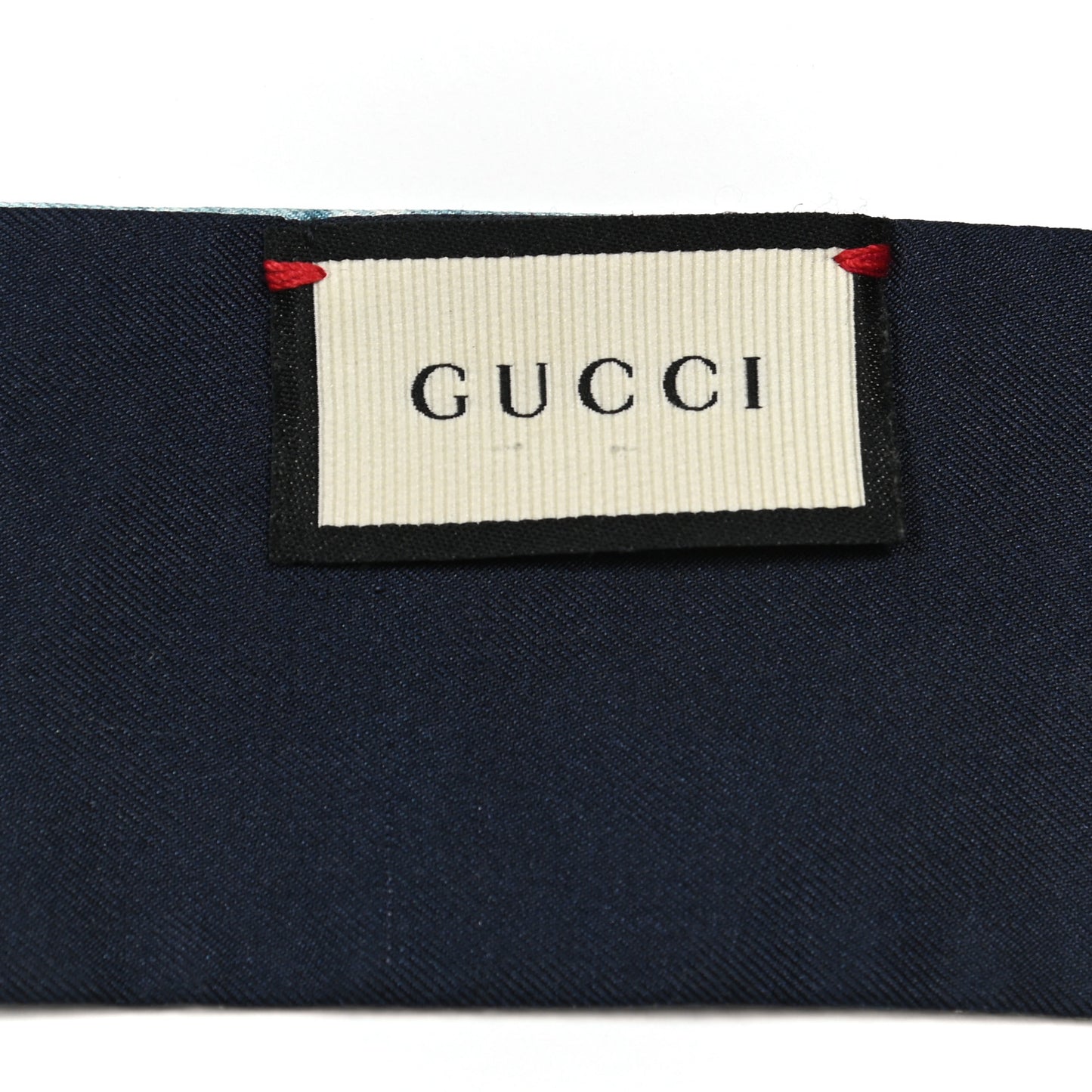 Silk Twill GG Monogram Bloomy GG Neck Bow Scarf Midnight Blue Sky Blue