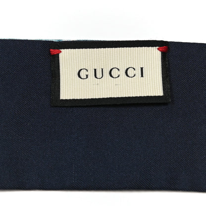 Gucci Silk Twill GG Monogram Bloomy GG Neck Bow Scarf Midnight Blue Sky Blue 2 of 4