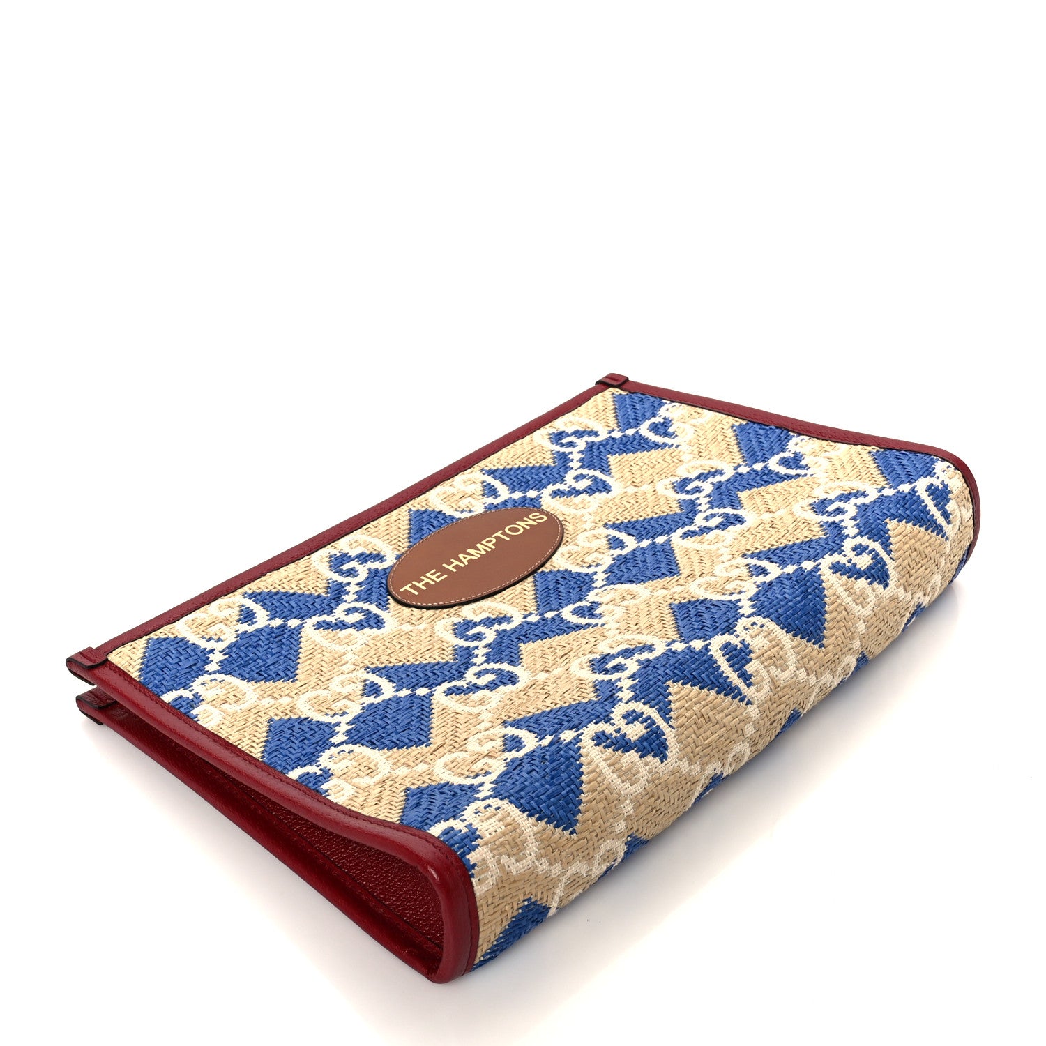 Gucci Raffia GG Monogram Hamptons Case Beige Blue 4 of 7