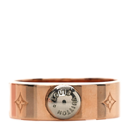 Louis Vuitton Brass Monogram Engraved Nanogram Ring M Pink Gold 1 of 7
