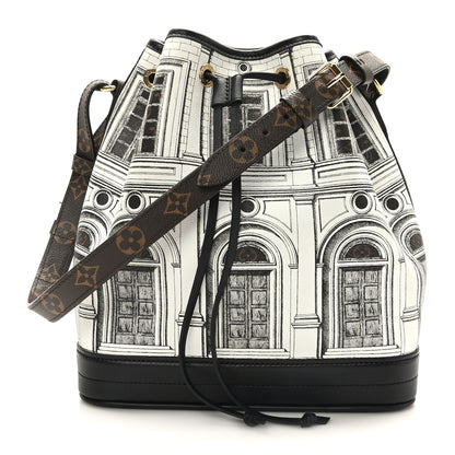 Louis Vuitton X FORNASETTI Calfskin Architettura Noe MM Black White 1 of 10