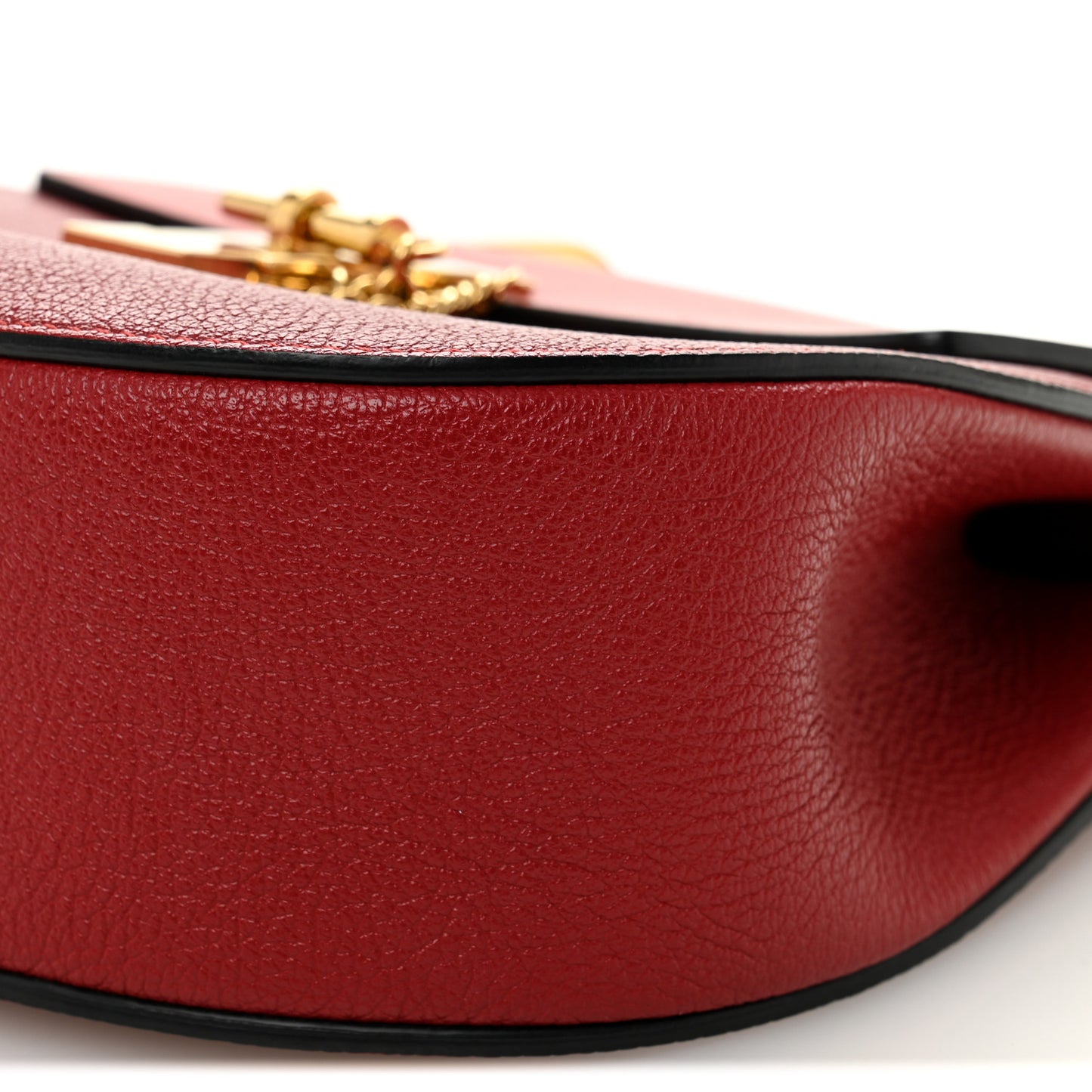 Grained Calfskin Lambskin Drew Shoulder Bag Red