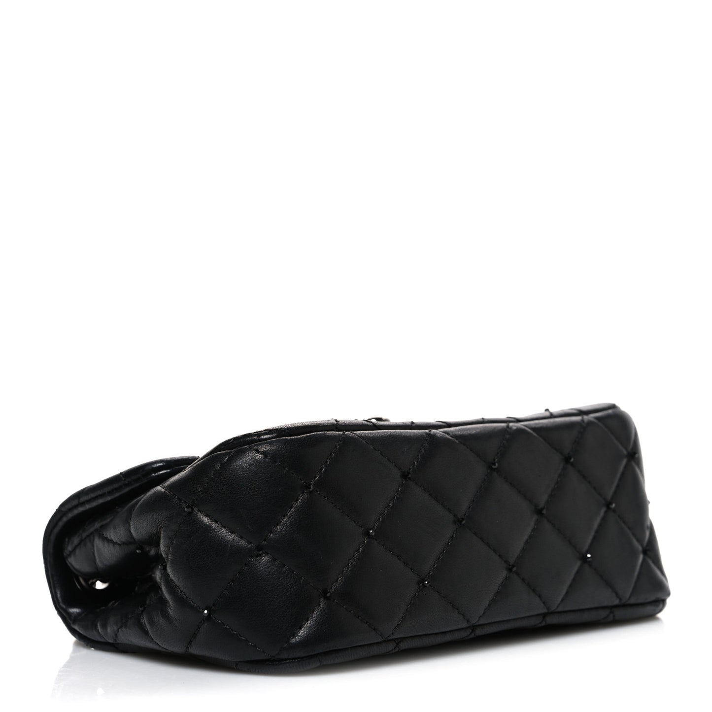 Lambskin Quilted Beaded Extra Mini Rectangular Flap Black