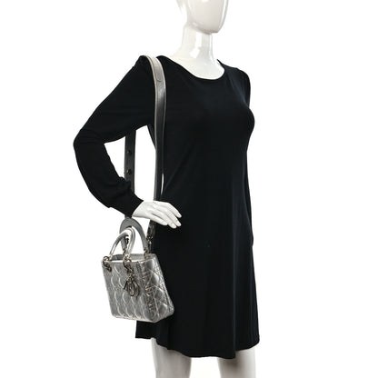 Christian Dior Metallic Grained Calfskin Cannage Small Lucky Badges My Lady Dior Silver 3 of 10