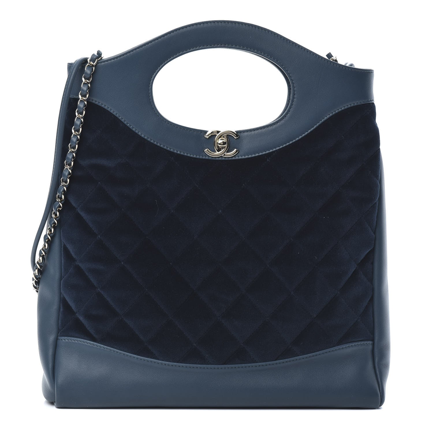 Chanel Velvet Lambskin Quilted Small 31 Shopping Bag Blue 1 of 11