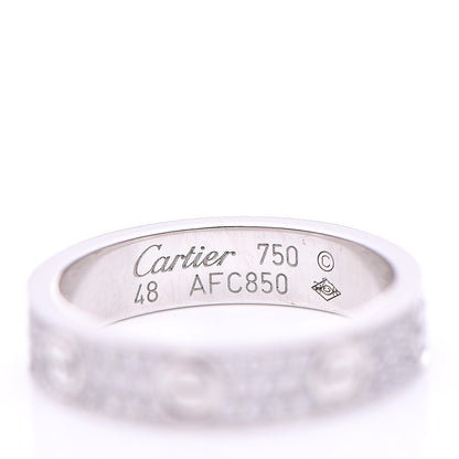 Cartier 18K White Gold Diamond 4mm LOVE Wedding Paved Band Ring 48 4.5 3 of 4
