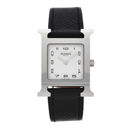 Hermes Stainless Steel Epsom 21mm Heure H Hour Quartz Watch Noir 1 of 5