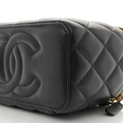 Chanel Lambskin Enamel Pearl Quilted Small Charm Me Vanity Case With Chain Black 10 of 10