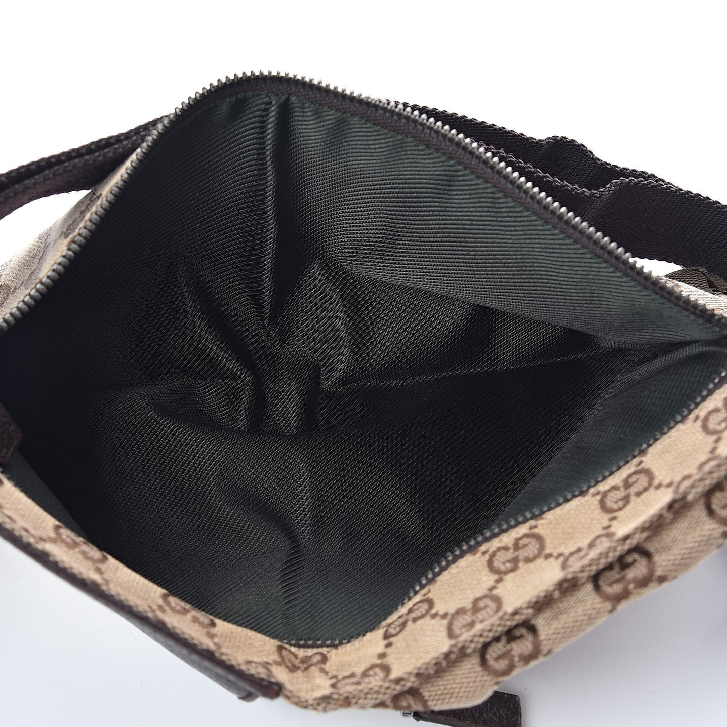 GG Monogram Web Double Pocket Belt Bag Dark Brown