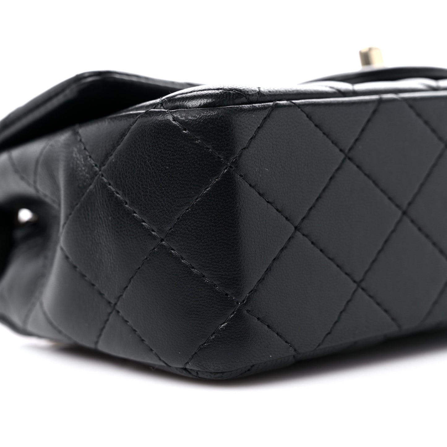 Lambskin Quilted Mini Rectangular Flap Black