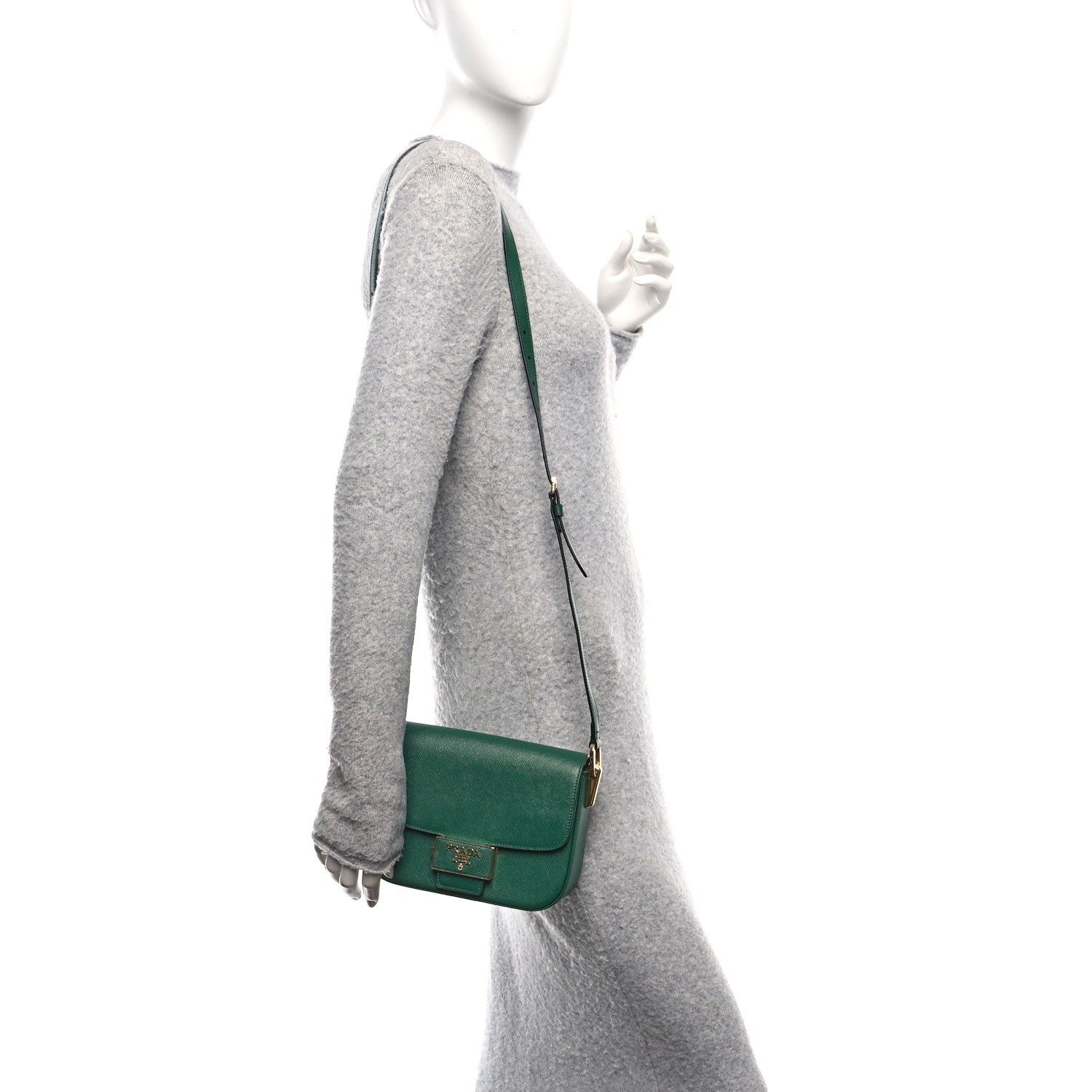 Prada Saffiano Lux Embleme Flap Shoulder Bag Mango 2 of 11