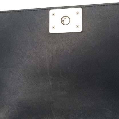 Chanel Calfskin Quilted Medium Boy Top Handle Flap Black 6 of 6