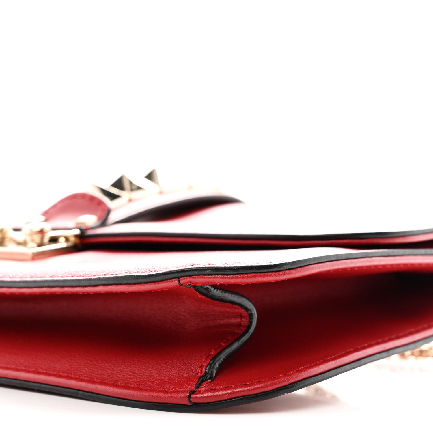 Valentino Garavani Vitello Medium Glam Lock Rockstud Flap Rubino 9 of 14