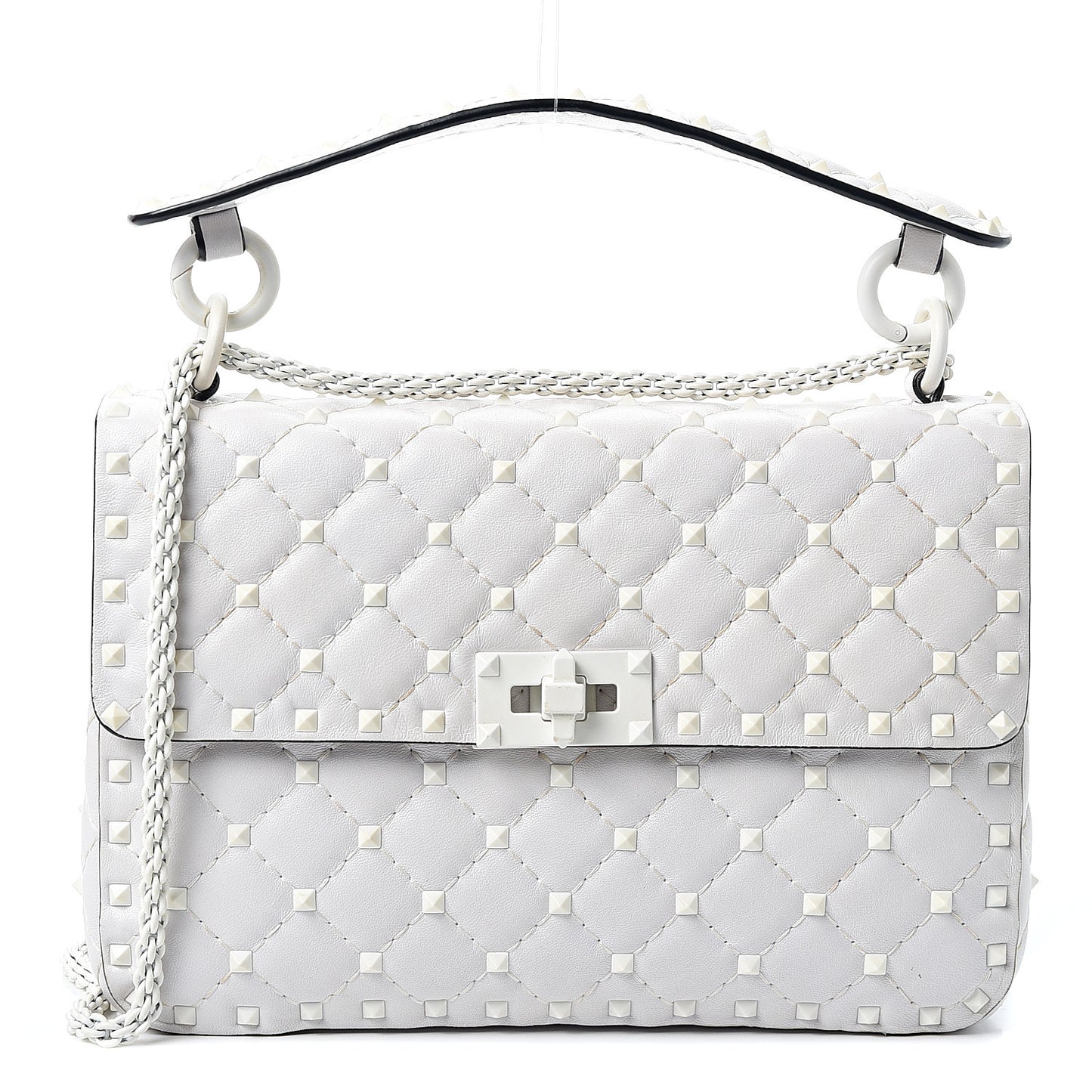Lambskin Medium Free Rockstud Spike Shoulder Bag Optic White
