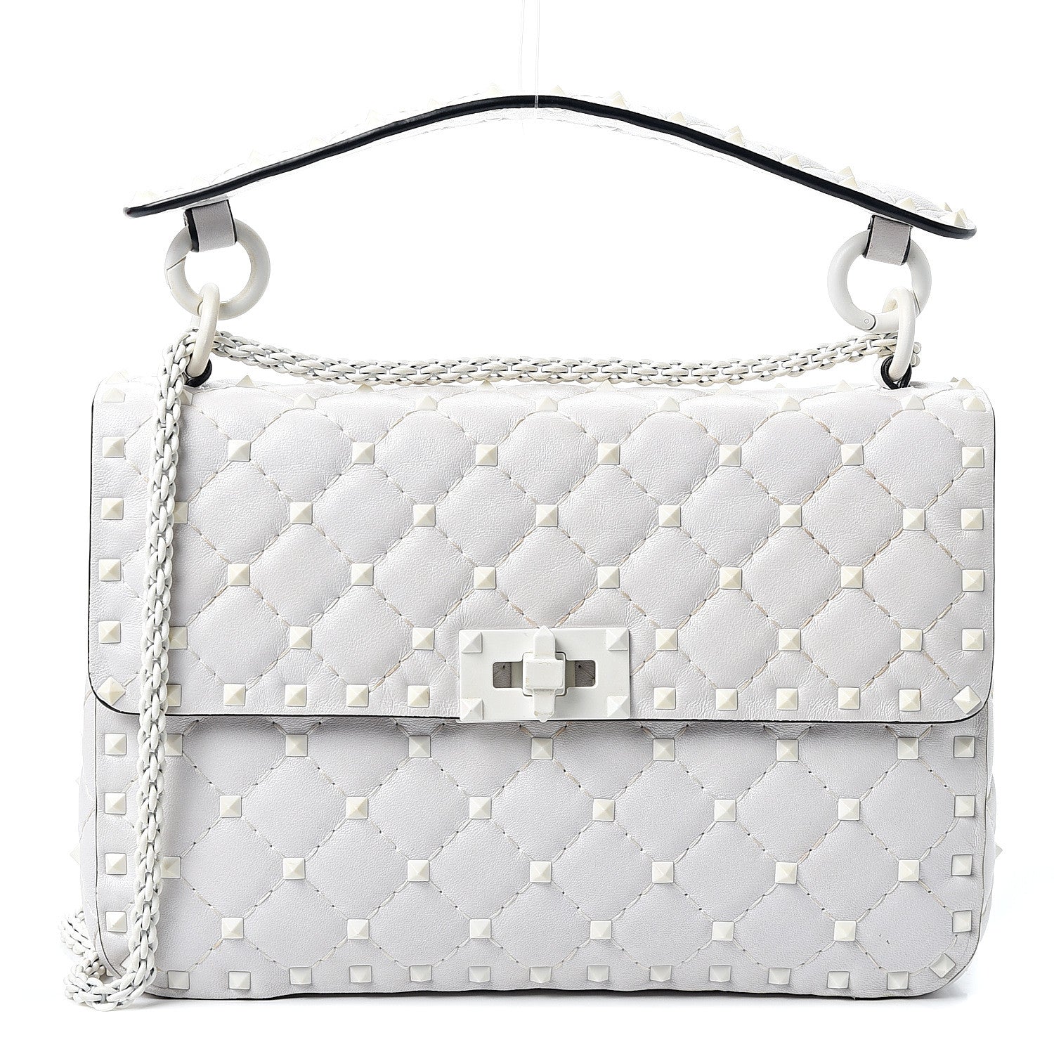 Valentino Garavani Lambskin Medium Free Rockstud Spike Shoulder Bag Optic White 1 of 13