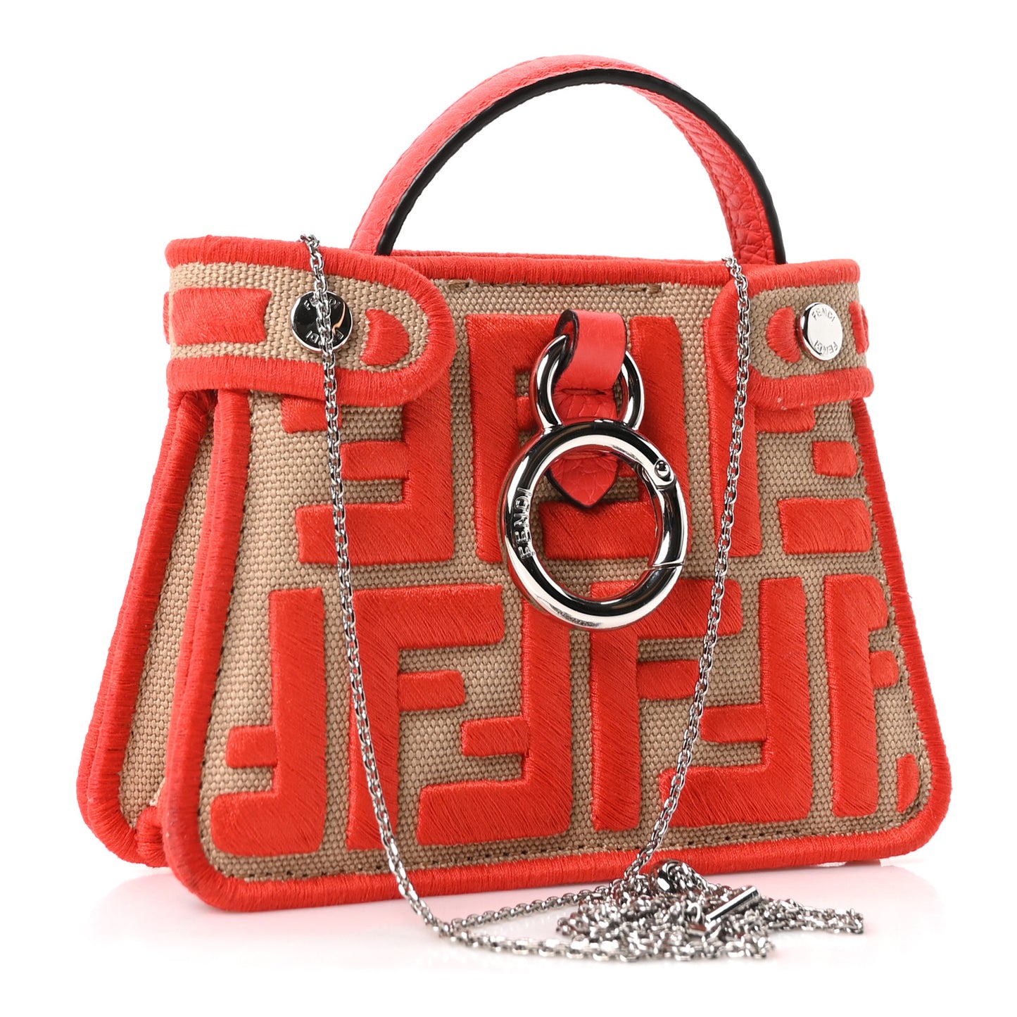 Canvas Vitello Volanato FF Embroidered Pico Peekaboo Charm Sand Tulipano