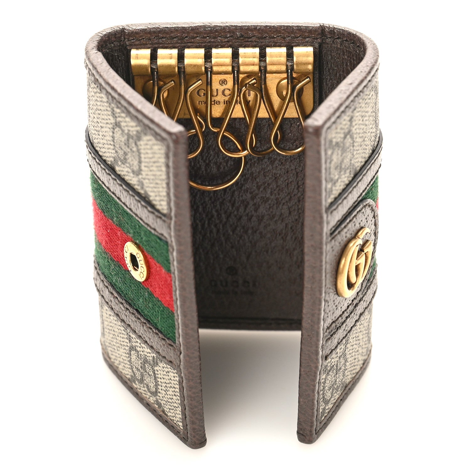 Gucci GG Supreme Monogram Web Ophidia 6 Key Holder Case Beige New Acero 5 of 9