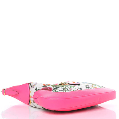 Gucci Canvas Flora Medium Jackie Hobo Fuchsia 4 of 9