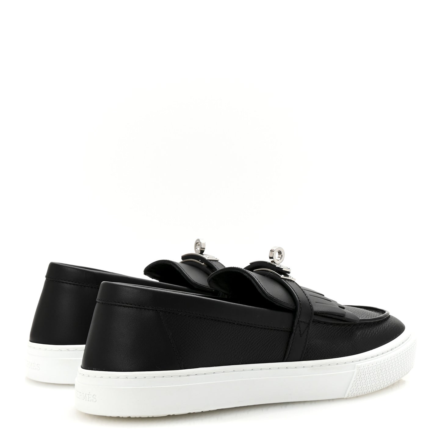 Epsom Calfskin Game Slip On Fringe Sneakers 38 Black