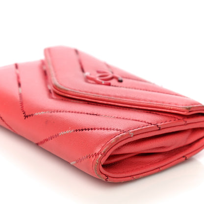 Chanel Lambskin Chevron Quilted Card Holder Pink 11 of 19