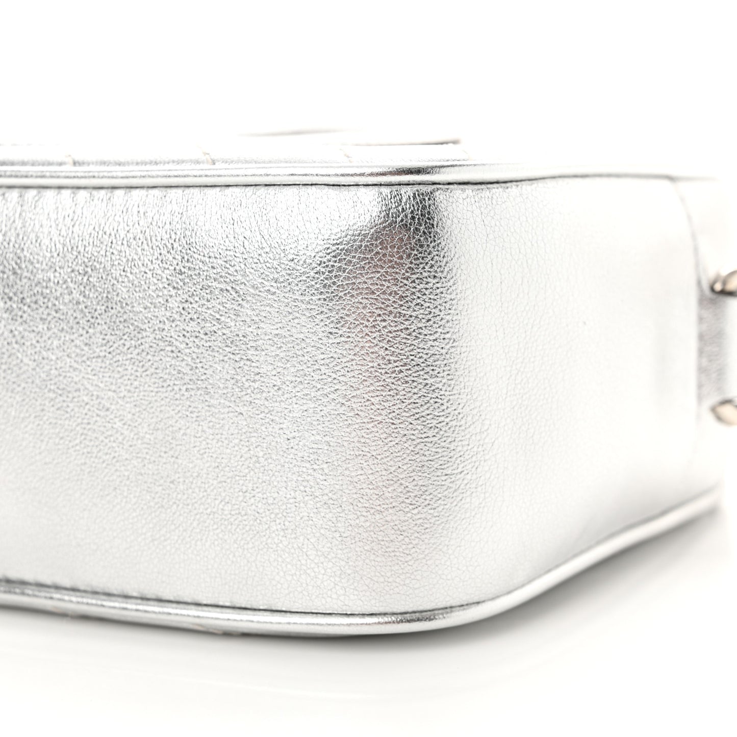 Metallic Sakai Be Green Calfskin Diagonal Stitched Small Blondie Shoulder Bag Silver