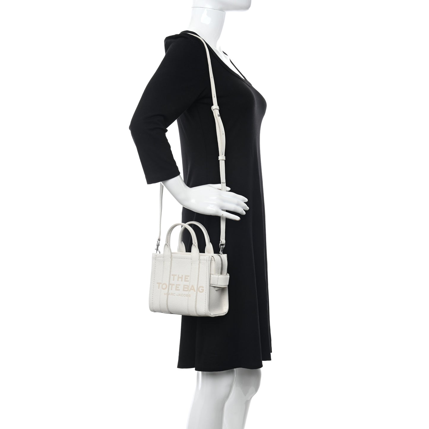 Grained Calfskin Micro The Tote Bag Cotton Silver