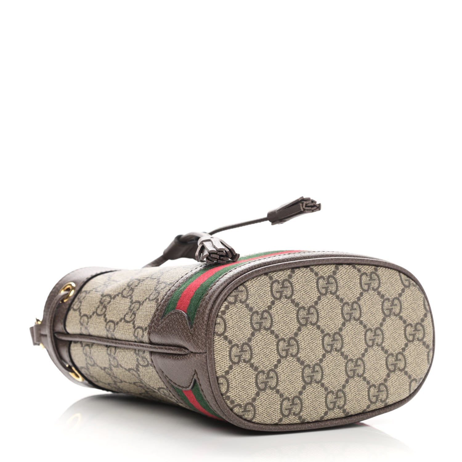 Gucci GG Supreme Monogram Web Mini Ophidia Bucket Bag Brown 4 of 10