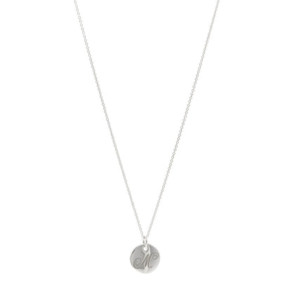 Tiffany Sterling Silver Letter M Disc Pendant Necklace 1 of 4