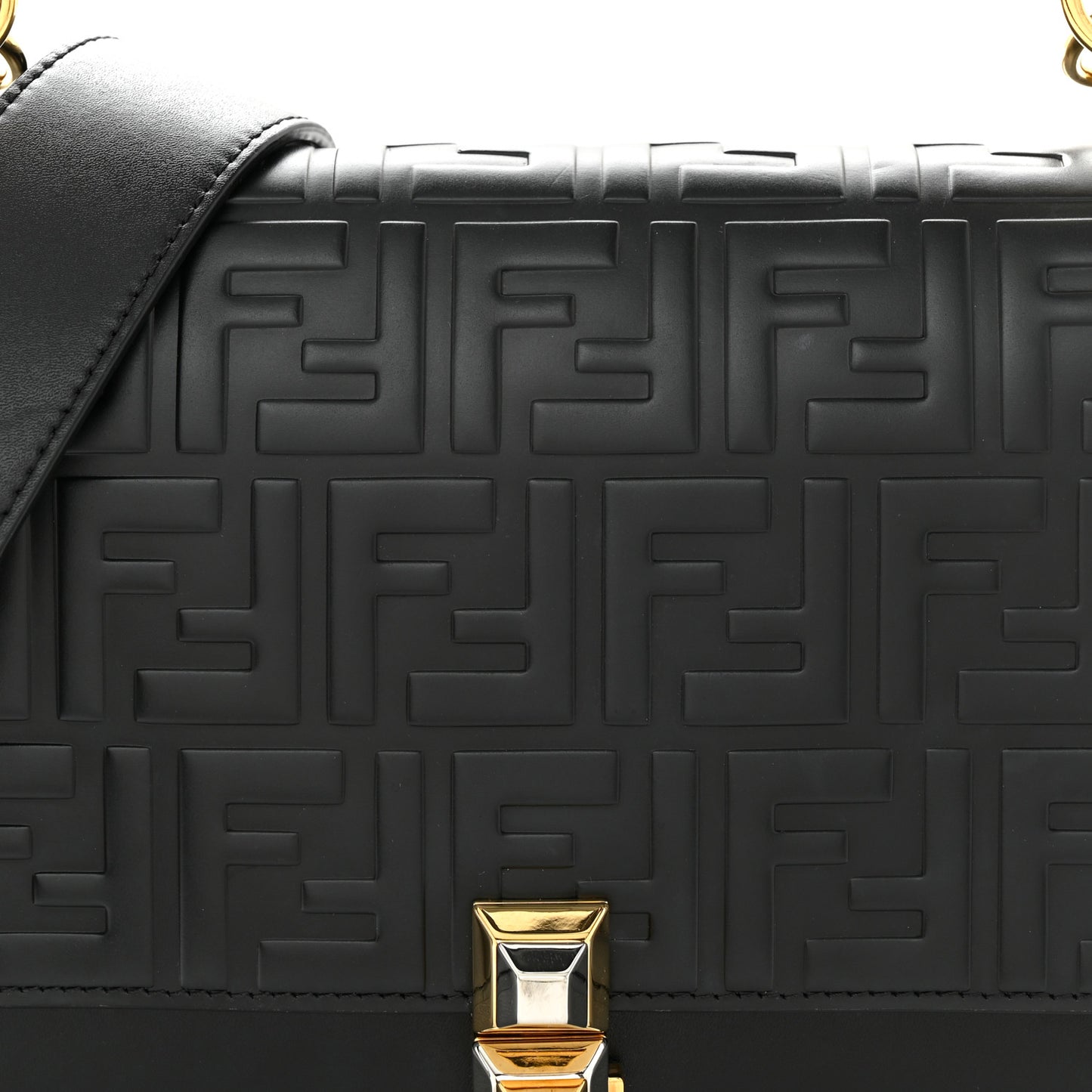 Vitello Liberty FF 1974 Embossed Kan I Shoulder Bag Black