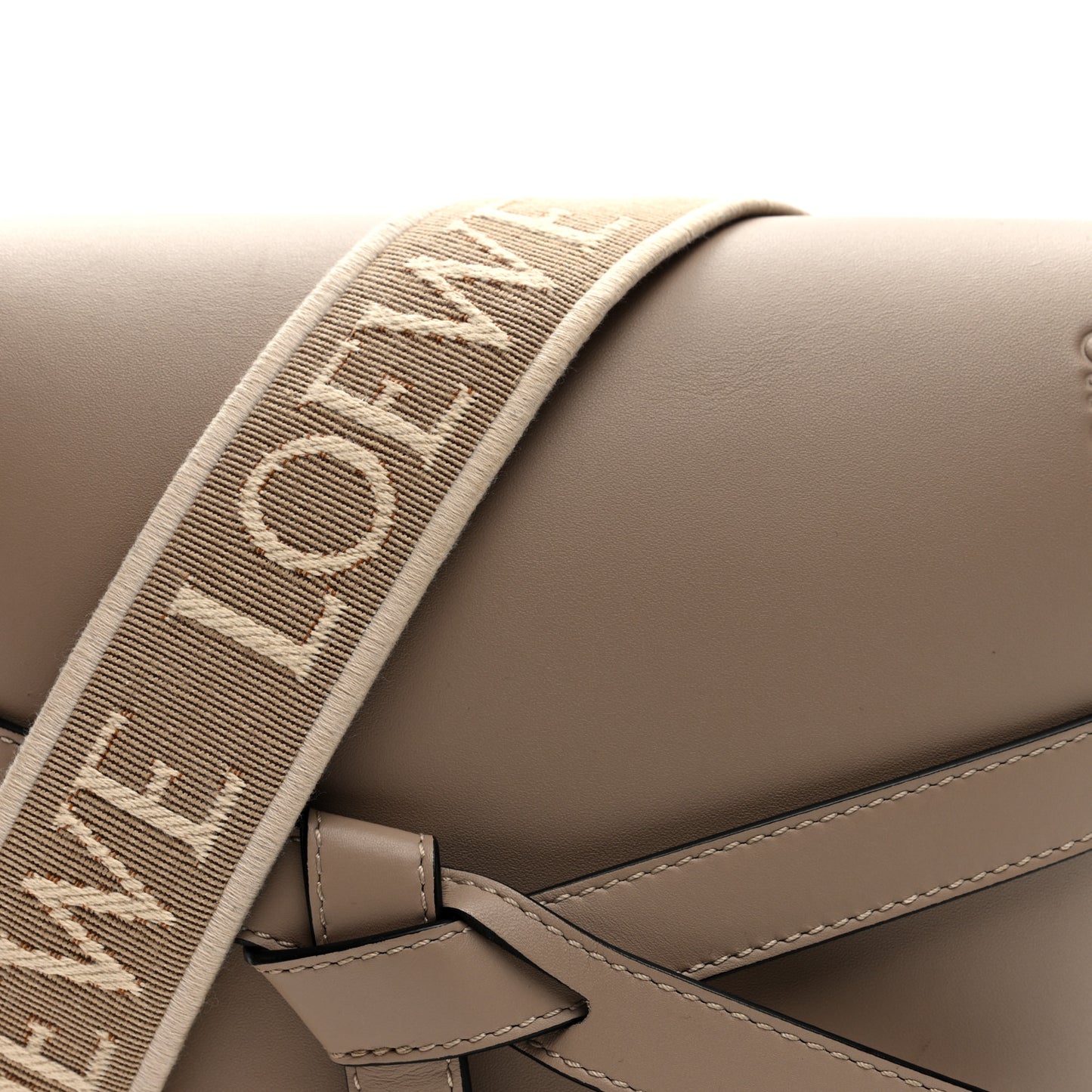 Soft Calfskin Jacquard Small Gate Crossbody Bag Sand