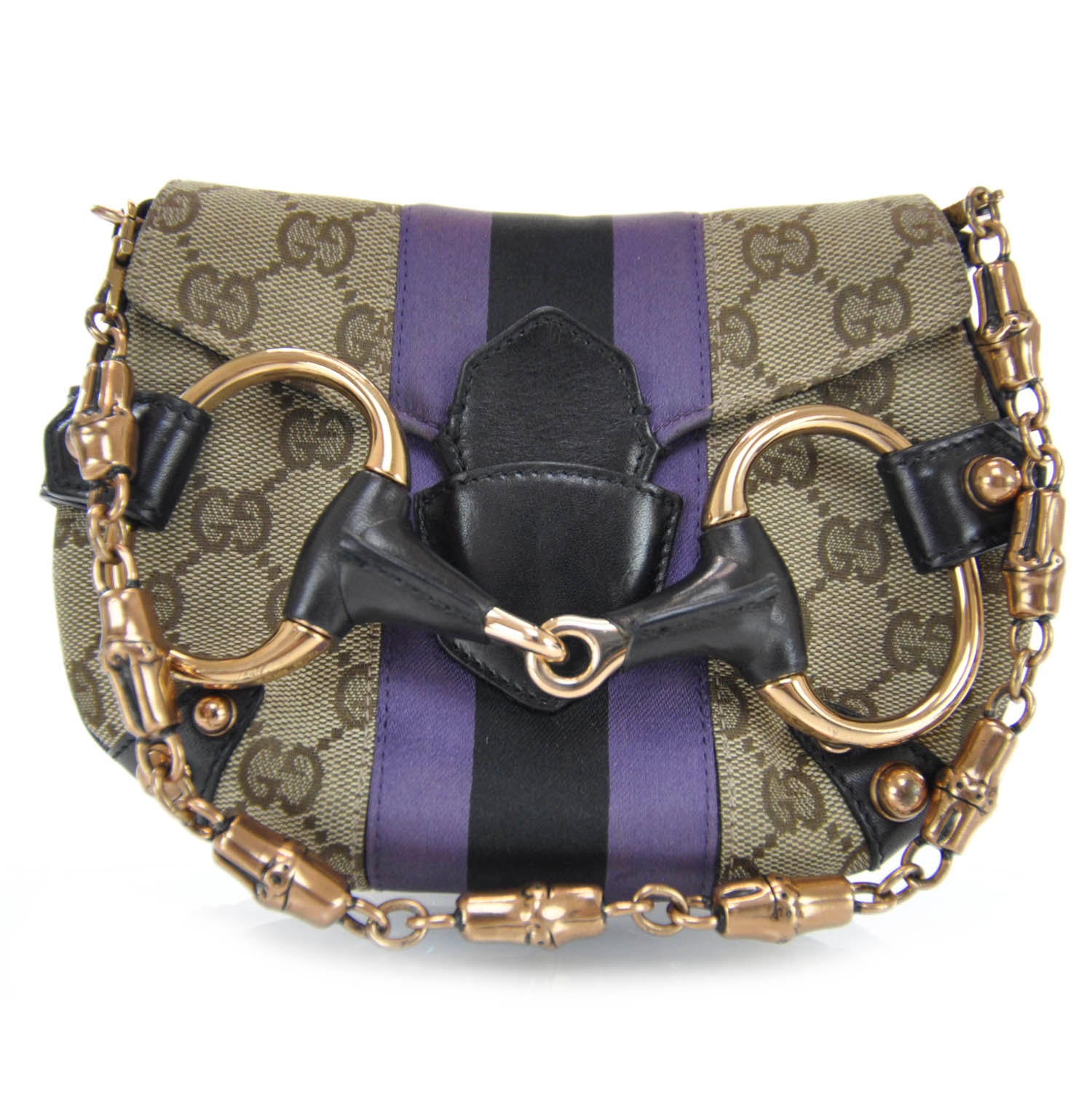 Gucci Monogram Web Horsebit Flap Bag 1 of 6