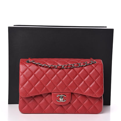 Chanel Caviar Quilted Jumbo Double Flap Red 11 of 11