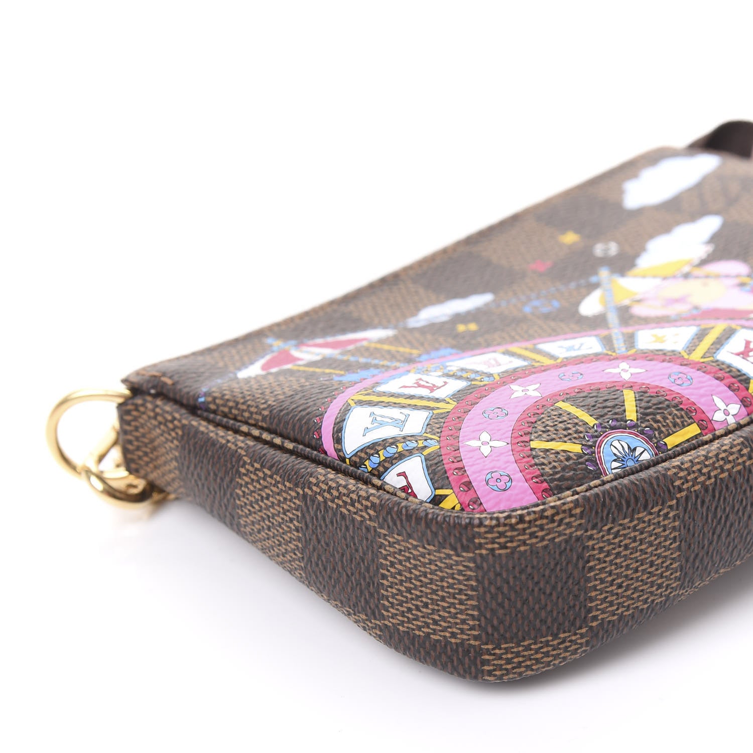 Louis Vuitton Damier Ebene 2020 Christmas Animation Big Wheel Mini Pochette Accessories Rose Ballerine 5 of 10