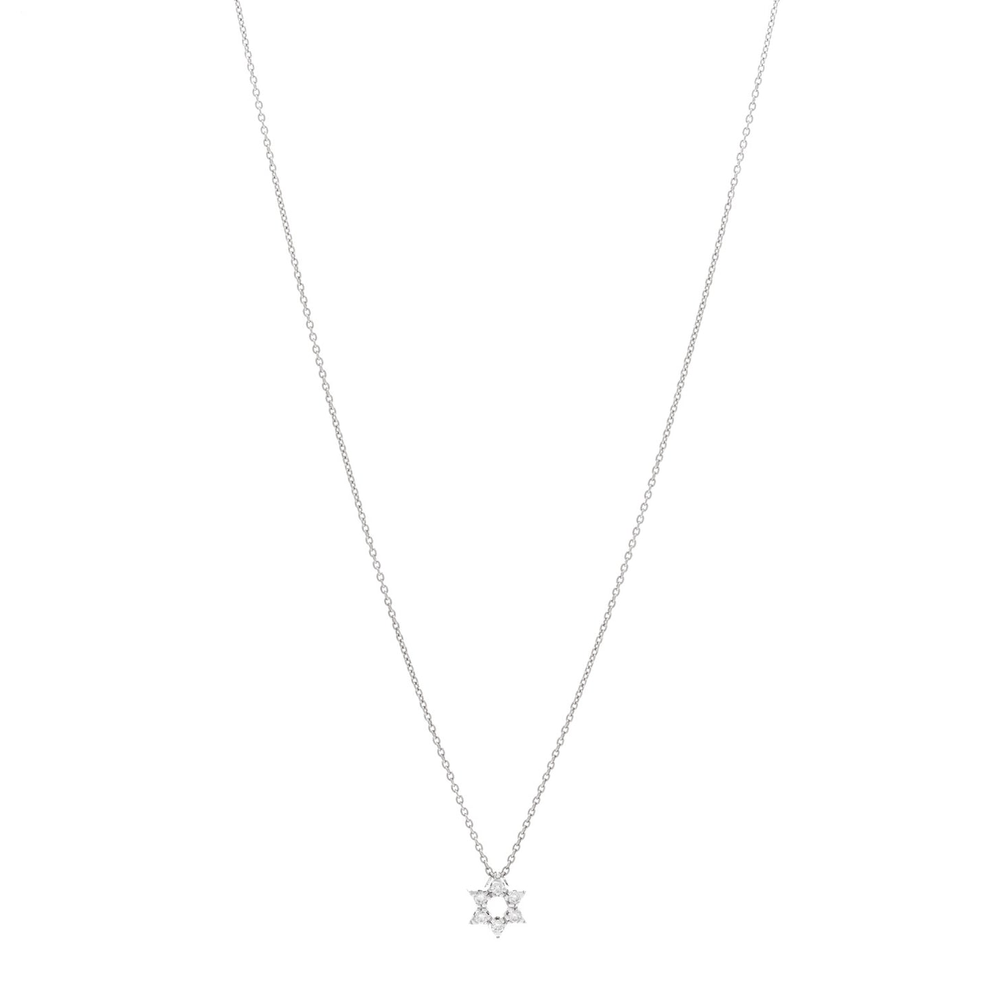 18K White Gold Diamond Tiny Treasures Star of David Pendant Necklace