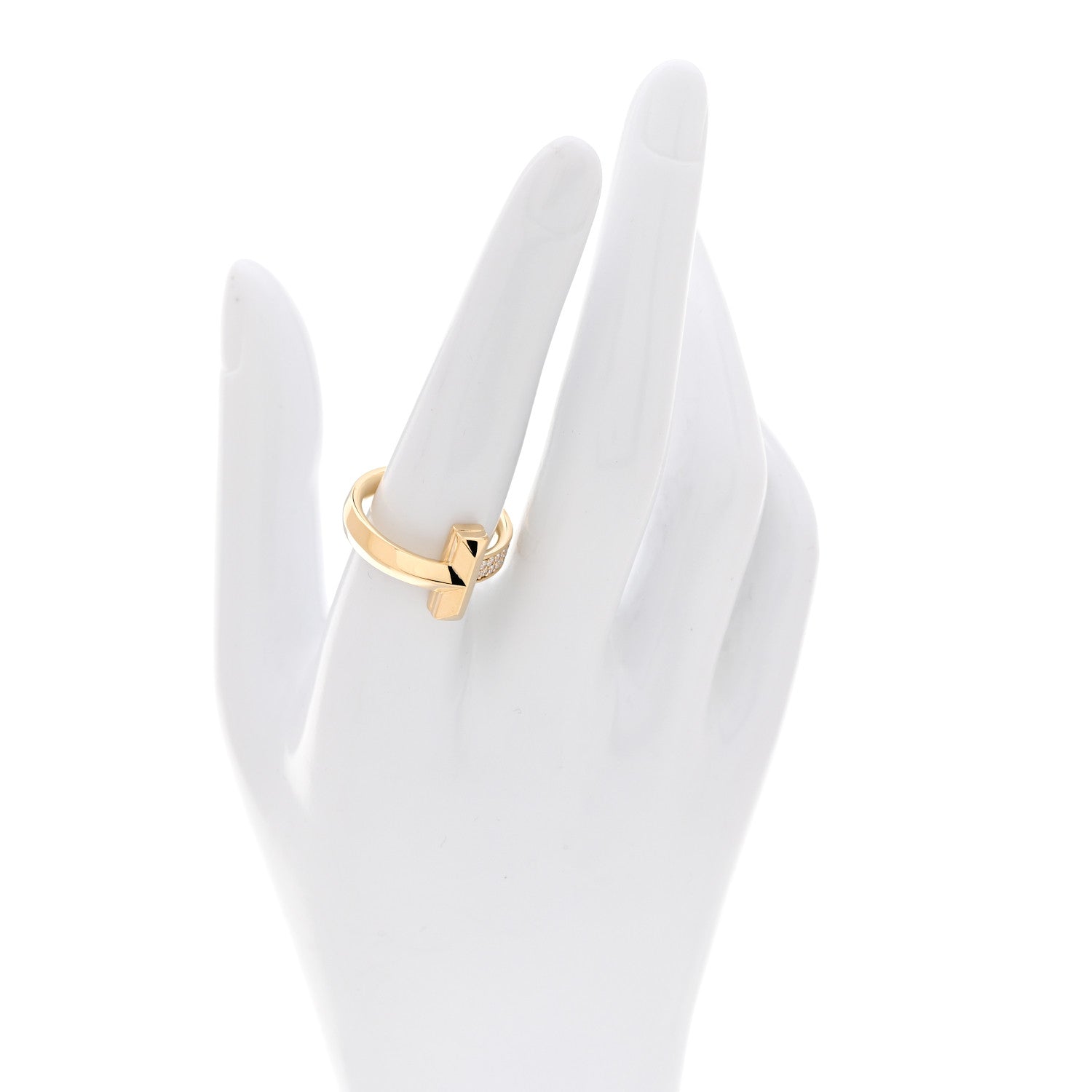 Tiffany 18K Yellow Gold Diamond T T1 Wide Ring 58/8.25 2 of 5