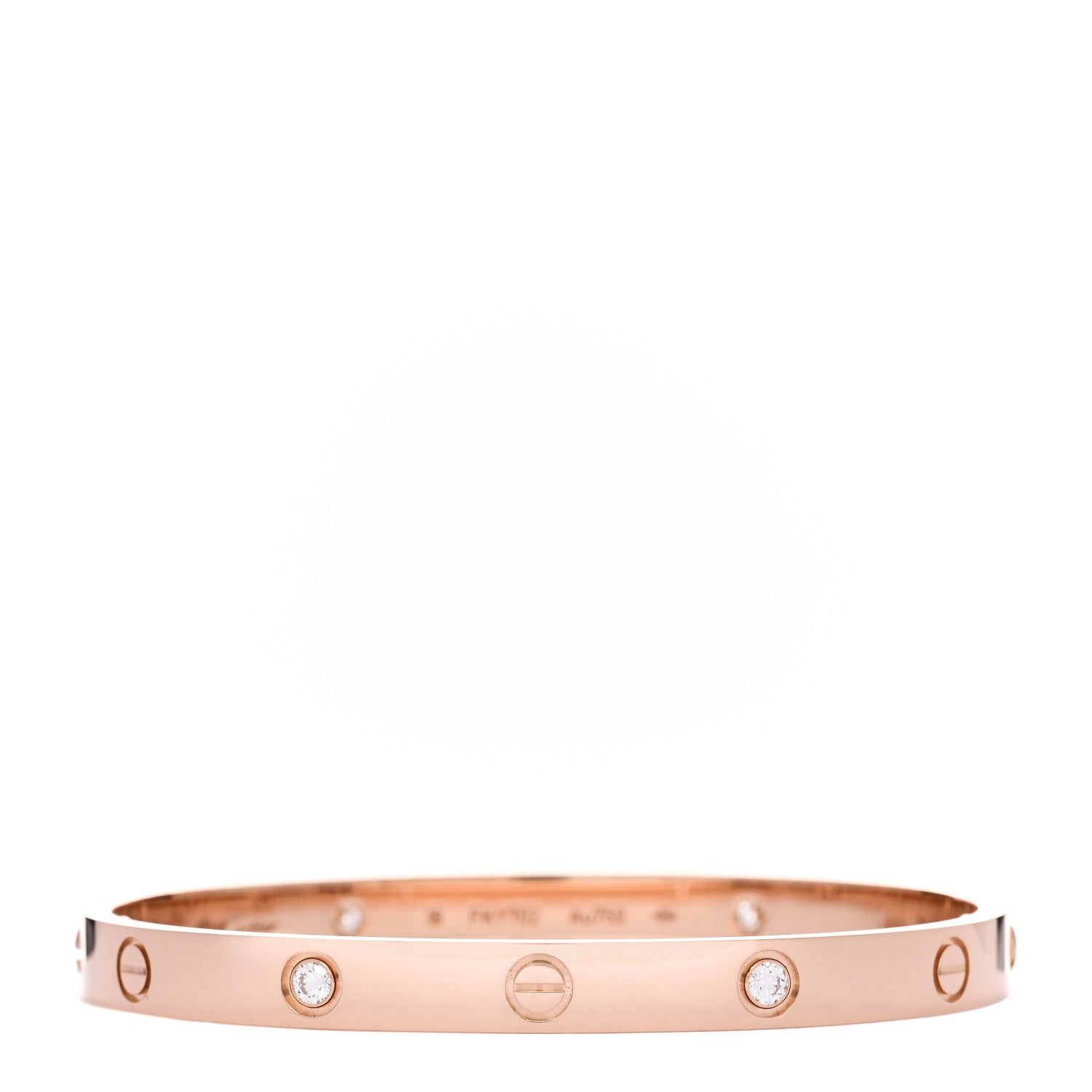 Cartier 18K Pink Gold 4 Diamond LOVE Bracelet 18 1 of 5