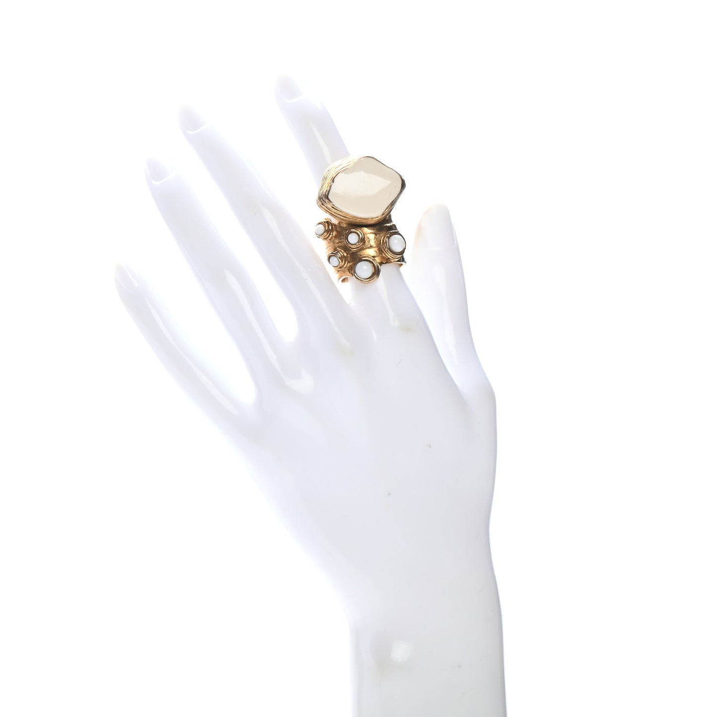 Enamel Arty Ring 6 Gold White