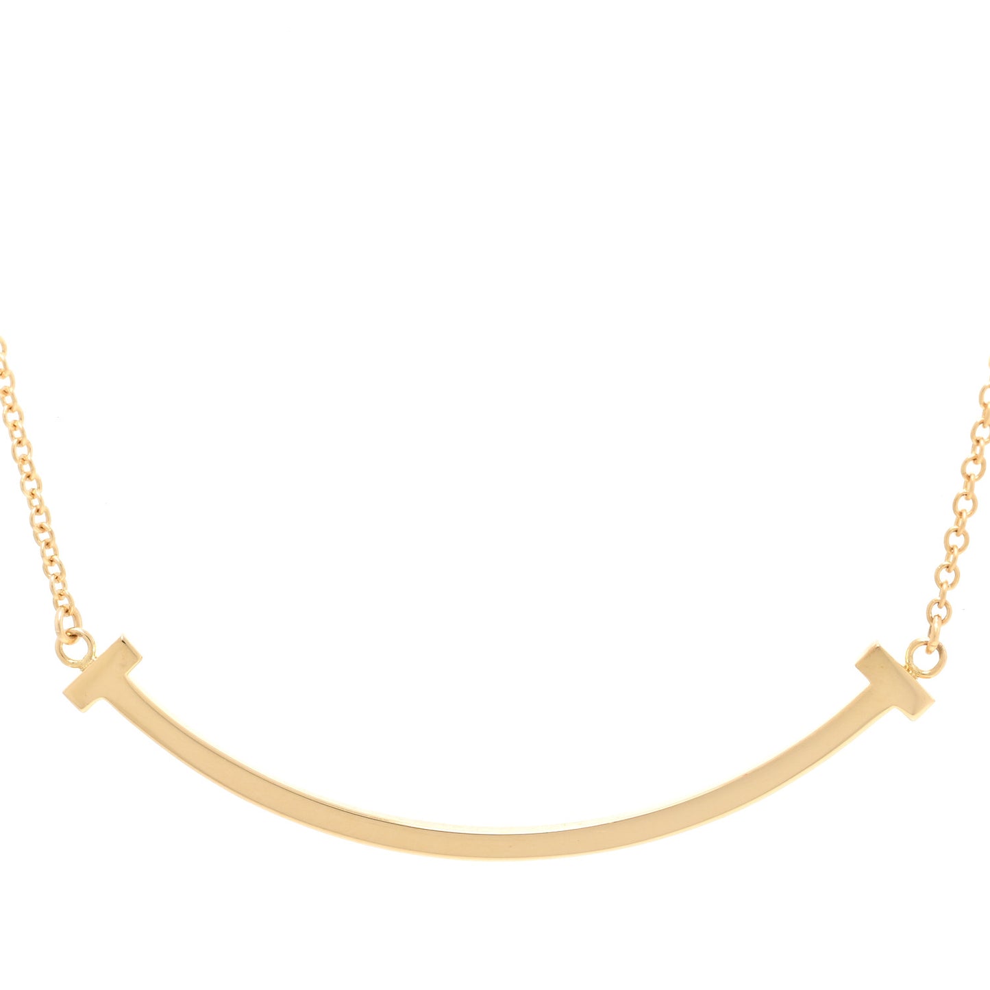 18K Yellow Gold Small T Smile Pendant Necklace
