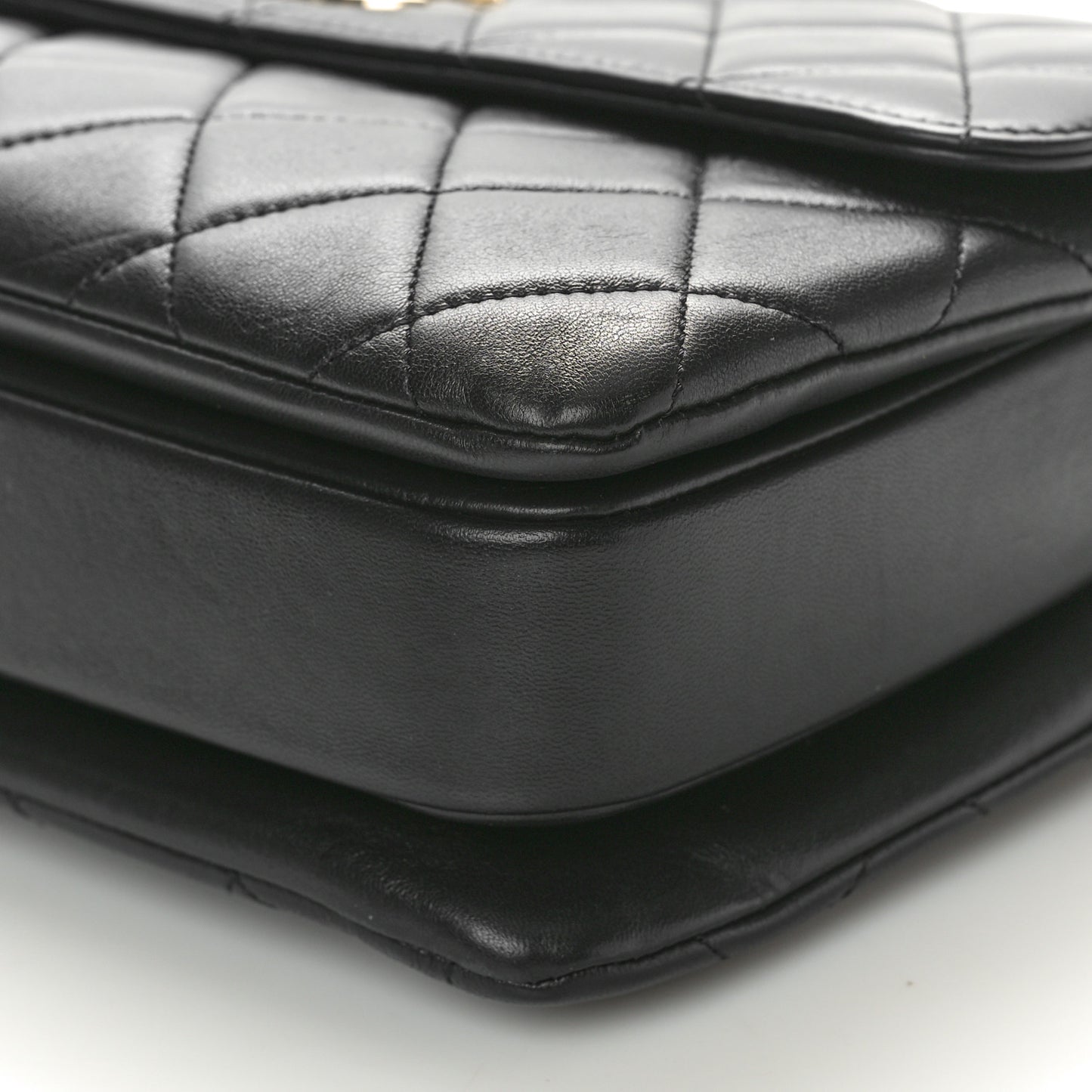Lambskin Quilted Medium Trendy CC Flap Dual Handle Bag Black