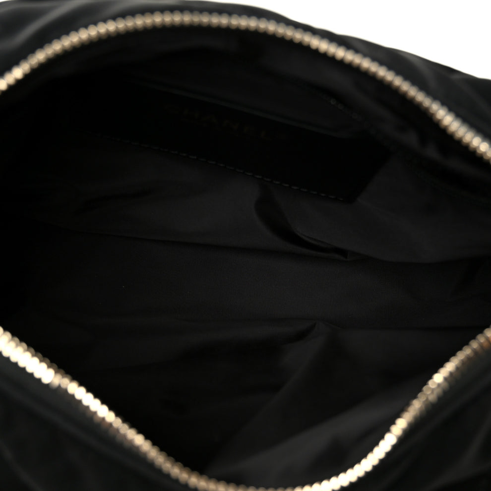 Chanel Nylon Velvet Effect Quilted Large Bowling Bag Black 1878158 ...