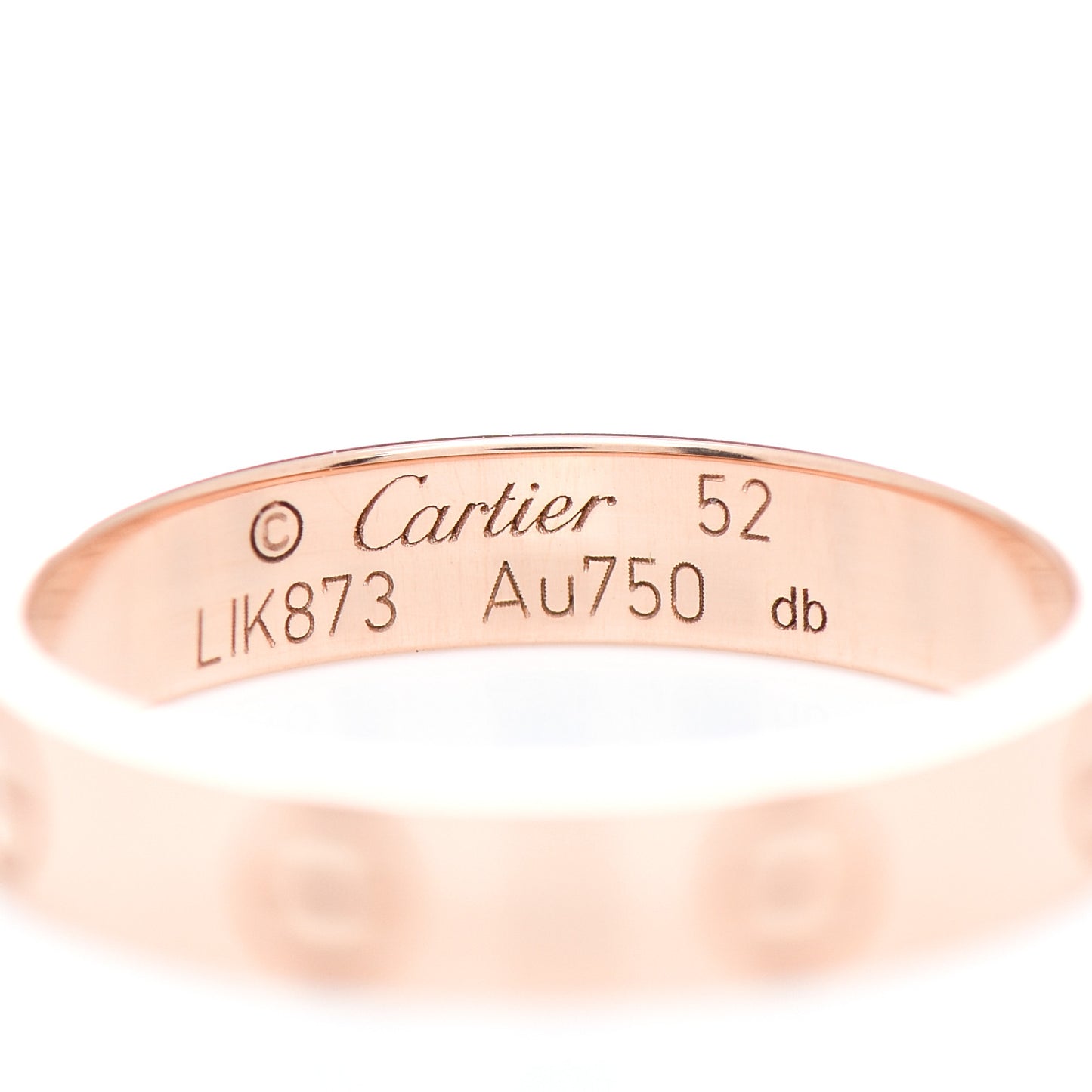 18K Pink Gold 3.5mm LOVE Wedding Band Ring 52 6