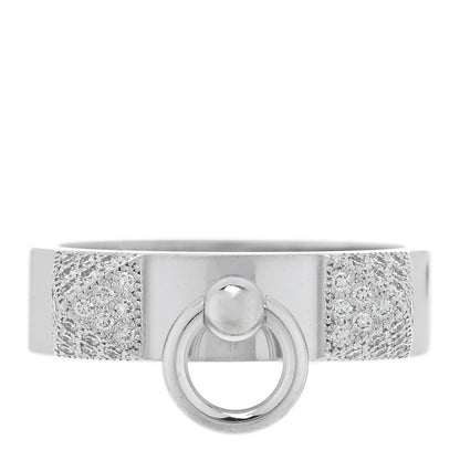 Hermes 18K White Gold Diamond Collier De Chien PM Ring 51 5.75 1 of 5